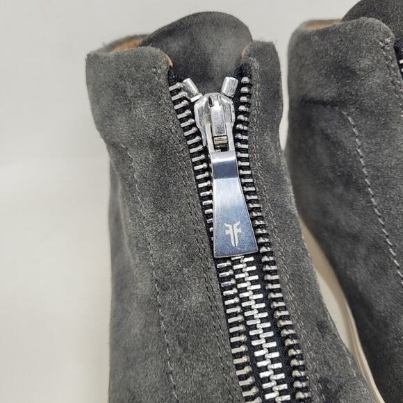 Frye Sneakers Womens 6.5M Gray Suede Lena Zip High Top Shoes Booties - Picture 5 of 12